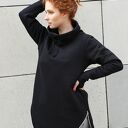 Czarna tunika-bluza z kominem i zamkami - handmade z dzianiny 90% bawełny
