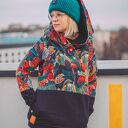 Oversize bluza patchwork z kapturem Tajemniczy Ogród na lato - M/L