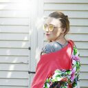 Długa bluza oversize z motywem tropikalnym, ogromny kaptur, flamingi, ananasy XS