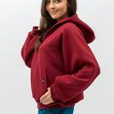 BLUZA Z KAPTUREM NA ZAMEK CIEPŁA - IKBAL" BORDO