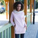 Bluza z kominem i kieszeniami - blady róż z beżem
