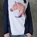 100% BAWEŁNIANA BLUZA ZEBRA, RĘCZNIE MALOWANA XL na zamówienie