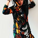 AFRICAN BATIC długa bluza oversize z wzorzystej tkaniny M