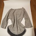 Szara bluza damska boho-folk Ruda Klara - dekolt łódka, rozmiar M (przód 62 cm, tył 81 cm)