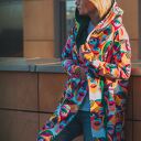 TWARZE długa bluza oversize z wzorzystej tkaniny XL