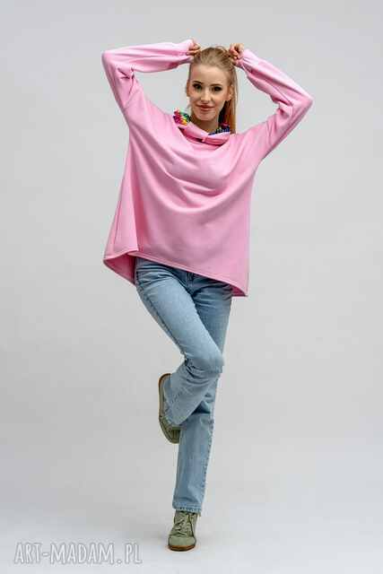 Bluza asymetryczna - ravel'' różowa wzór lata