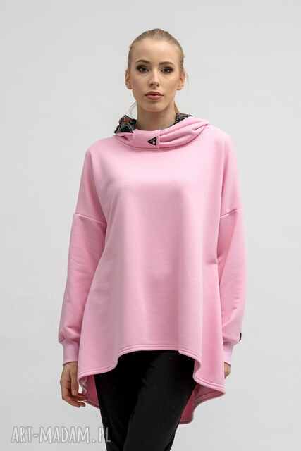 Bluza asymetryczna - ravel'' różowa wzór kolor jesieni