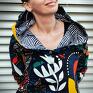 african batic oversize, patchwork zakładana przez głowę XS folk bluza z kapturem