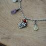 ametyst magiczna kolorowa, wire wrapping, stal bransoletka