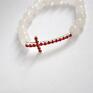cyrkonie bracelet by sis: cyrkoniowy czerwony krzyż w białych biały