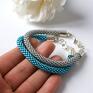 Pracownia Lawre toho gray&blue - zestaw koralikowych bransoletek bead crochet beading