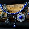 Oksydowana bransoletka z lapis lazuli w stylu boho - regulowana srebrna