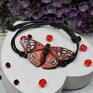 bransoletka motyl czerwone przepiękna, przyciągająca uwagę z motylkiem regulowana