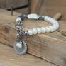 szare srebro oksydowane perła w towarzystwie - bransoletka nowoczesna