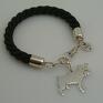 czarne sznaucer miniaturka bransoletka wykonana z czarnego sznurka z motywem psa jest srebro 925
