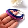 Navy Blue & Pink - zestaw koralikowych bransoletek - bead crochet