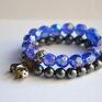 bracelet by sis: szklane korale w kolorze electric blue niebieski
