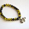 Bracelet by SIS: w żółto - czarnych koralach - charms słoń prezent
