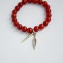 Bracelet by SIS: piórko w czerwonym marmurze - prezent kamienie czerwony