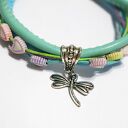 Bransoletka - Pastelowa ważka - rzemienie