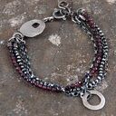 granat z granatów, bransoleta boho, srebrne łańcuszki