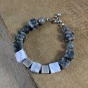 Chalcedon z larvikit - bransoletka surowa