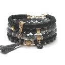 Hand made glamour - czarno-szara bransoletka z jaspisu