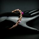 Miedziana bransoleta mankietowa z agatami