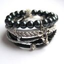 Bransoleta Black Shamballa Bow - czarne korale i kokarda