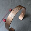 Miedziana bransoletka z krukiem - rustykalna biżuteria w stylu gothic, 1 cm