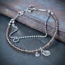 Delikatna srebrna bransoletka z kwarcem dymnym