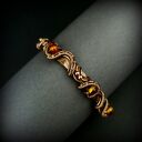 Bransoleta mankietowa z bursztynem - miedziany cuff wire wrapping