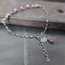 Ametyst. Delikatna srebrna bransoletka