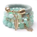 Bransoletka Baby blue z jadeitu i kwarcu na gumce - 17 cm