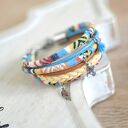 Bransoletka boho mix Titicaca VI z zawieszkami koliber i piórko (stal szlachetna)
