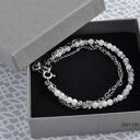 Kamień księżycowy z diamentem z Herkimer II - bransoletka srebro 925 handmade