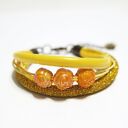 Bransoletka - Żółto złota róża - rzemienie