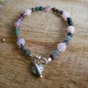 Bransoletka handmade z agatu indyjskiego i kwarcytu opalowego