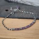 Ametyst. Delikatna srebrna bransoletka