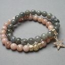 Bransoletki z labradorytem Grey & Nude - ręcznie robiony zestaw
