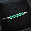 Delikatna bransoletka Crystal Square Emerald AB (Preciosa + Miyuki Delica)