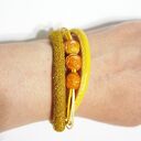 Bransoletka - Żółto złota róża - rzemienie