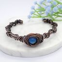 Bransoletka miedziana z niebieskim agatem