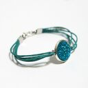 Sznurkowa bransoletka Druzy Turkus z żywicy - turkusowa biżuteria handmade