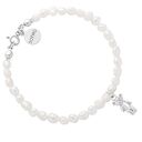 Srebrna dziecięca bransoletka z pereł naturalnych z misiem