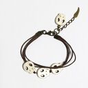 Bransoletka - Czaszki - brązowa, sznureczki