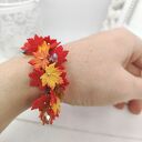 Bransoletka jesienna z miniaturowymi kanadyjskimi listkami czerwono -żółtymi glina polimerowa