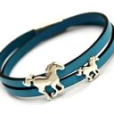 Bransoletka skóra magnetoos double horses light blue
