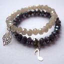 Bransoleta real silver note&graphite beads