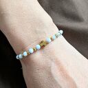 Bransoletka różaniec niebieski jadeit rękodzieło, prezent Komunia Święta